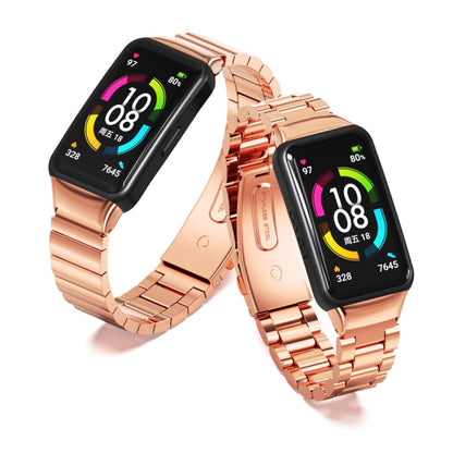 For Huawei Band 6 / Honor Band 6 / 7 Mijobs Bamboo Stainless Steel Metal Watch Band(Rose Gold) - Watch Bands by MIJOBS | Online Shopping UK | buy2fix