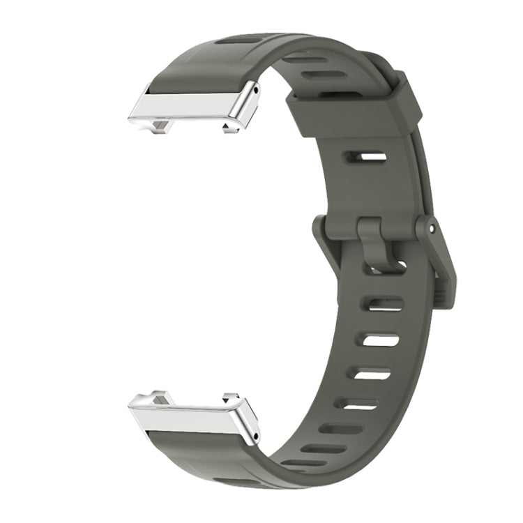 For Xiaomi Mi Band 7 Pro Mijobs Flat Hole TPU Watch Band(Khaki Green Silver) - Watch Bands by MIJOBS | Online Shopping UK | buy2fix