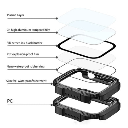 Screen Tempered Glass Film Armor Waterproof Watch Case For Apple Watch Series 8&7 45mm(Yellow) - Watch Cases by buy2fix | Online Shopping UK | buy2fix