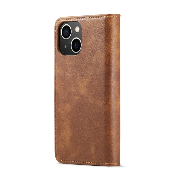 For iPhone 14 DG.MING Crazy Horse Texture Detachable Magnetic Leather Case(Brown) - iPhone 14 Cases by DG.MING | Online Shopping UK | buy2fix