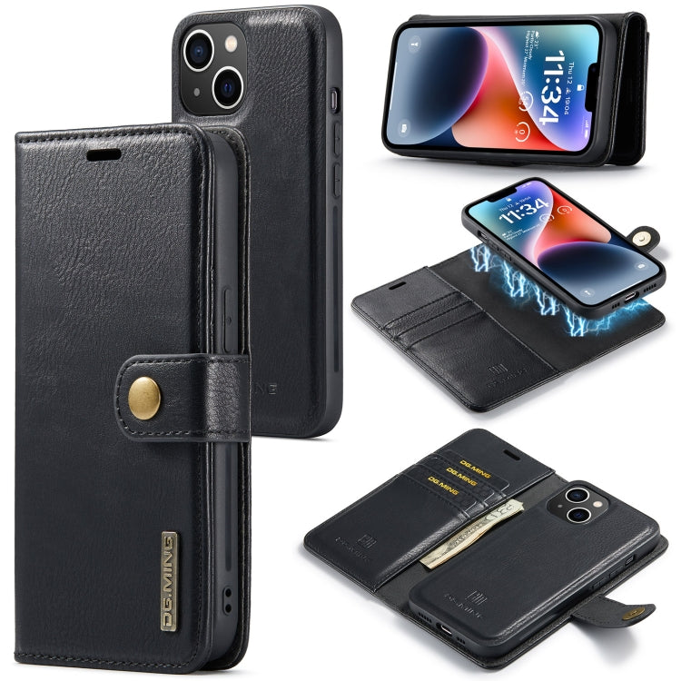 For iPhone 14 Plus DG.MING Crazy Horse Texture Detachable Magnetic Leather Case(Black) - iPhone 14 Plus Cases by DG.MING | Online Shopping UK | buy2fix