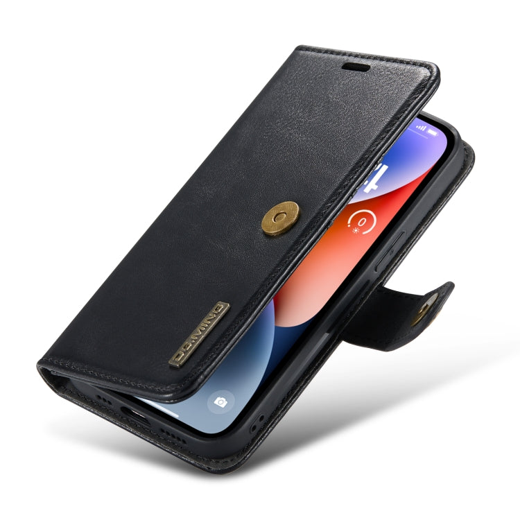 For iPhone 14 Plus DG.MING Crazy Horse Texture Detachable Magnetic Leather Case(Black) - iPhone 14 Plus Cases by DG.MING | Online Shopping UK | buy2fix