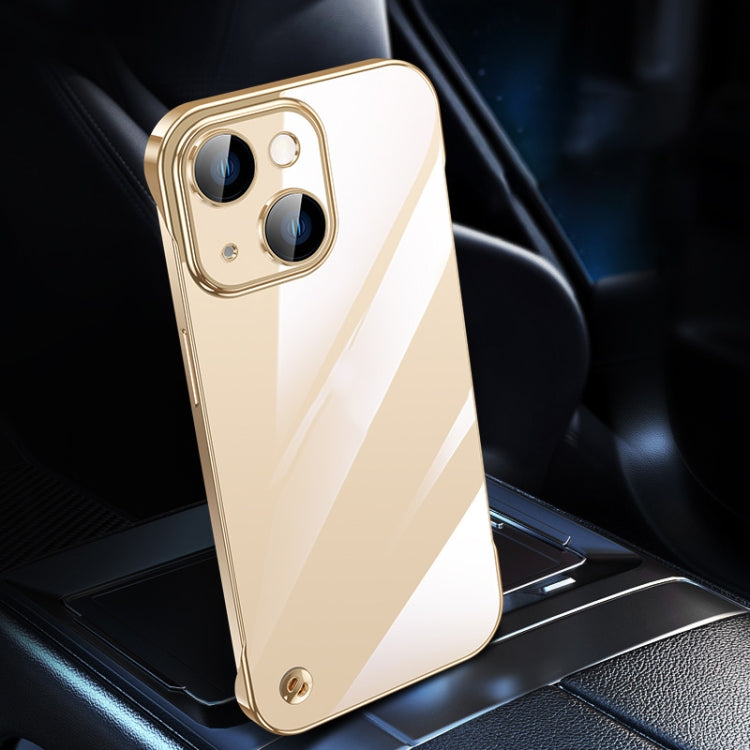 For iPhone 13 Electroplating Frameless Clear PC Phone Case(Gold) - iPhone 13 Cases by buy2fix | Online Shopping UK | buy2fix