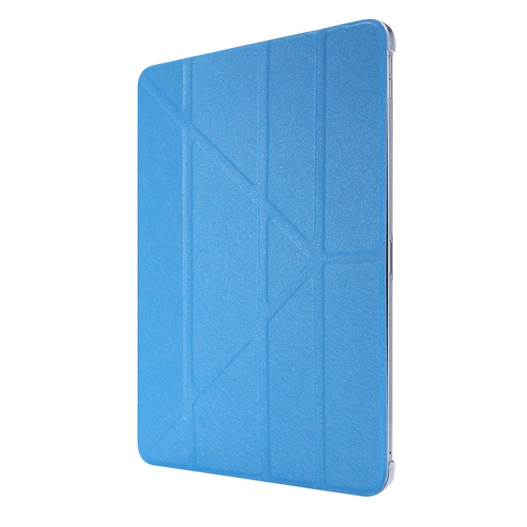 For iPad Air 13 2024 / Pro 12.9 2020 Silk Texture Horizontal Deformation Flip Leather Tablet Case with Three-folding Holder(Light Blue) - iPad Pro 12.9 (2020) Cases by buy2fix | Online Shopping UK | buy2fix