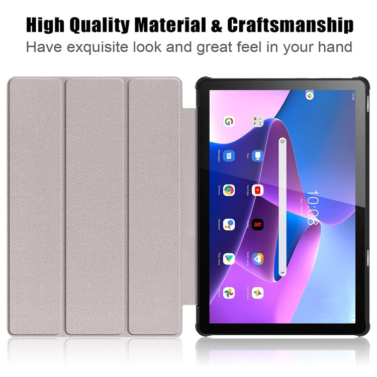 For Lenovo Tab M10 10.1 3rd Gen 3-folding Magnetic Buckle Coloured Drawing Leather Smart Tablet Case(Apricot Blossom) - Lenovo by buy2fix | Online Shopping UK | buy2fix