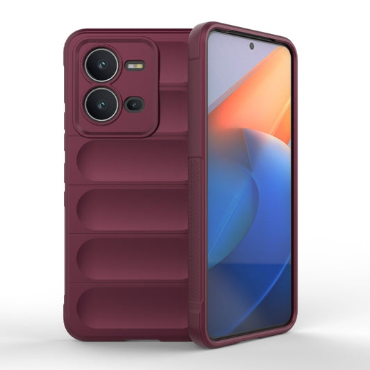 For vivo V25 5G Global Magic Shield TPU + Flannel Phone Case(Wine Red) - vivo Cases by buy2fix | Online Shopping UK | buy2fix