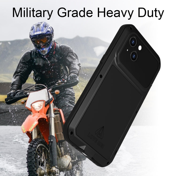 For iPhone 14 LOVE MEI Metal Shockproof Life Waterproof Dustproof Phone Case(Black) - iPhone 14 Cases by LOVE MEI | Online Shopping UK | buy2fix