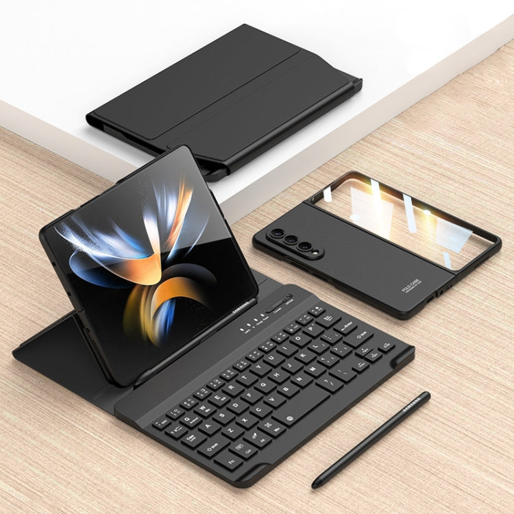 For Samsung Galaxy Z Fold3 5G Magnetic Folding Bluetooth Keyboard Leather Case(Black) - Samsung Keyboard by buy2fix | Online Shopping UK | buy2fix