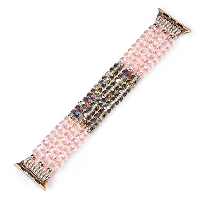 For Apple Watch 5 & 4 40mm / 3 & 2 & 1 38mm Pearl Crystal Watch Band(Crystal Pink) - Watch Bands by buy2fix | Online Shopping UK | buy2fix