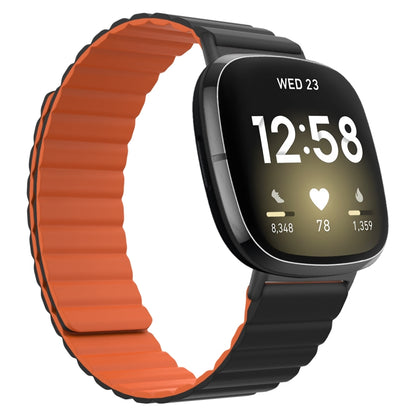 For Fitbit Versa 4 / Sense 2 Universal Magnetic Silicone Watch Band(Black Orange) - Watch Bands by buy2fix | Online Shopping UK | buy2fix