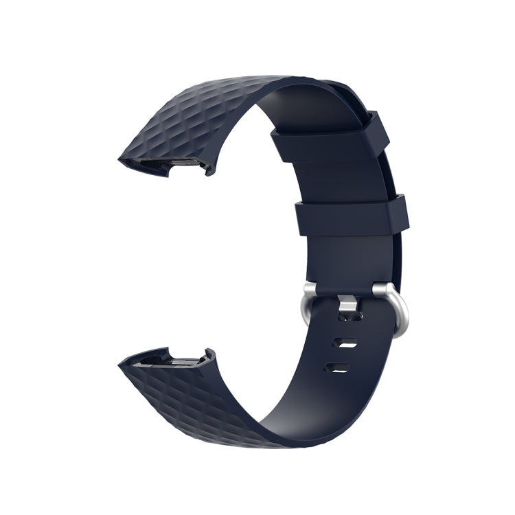 18mm Silver Color Buckle TPU Wrist Strap Watch Band for Fitbit Charge 4 / Charge 3 / Charge 3 SE, Size: L(Navy Blue) - Watch Bands by buy2fix | Online Shopping UK | buy2fix