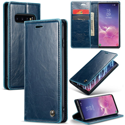 For Samsung Galaxy S10 CaseMe 003 Crazy Horse Texture Leather Phone Case(Blue) - Galaxy Phone Cases by CaseMe | Online Shopping UK | buy2fix