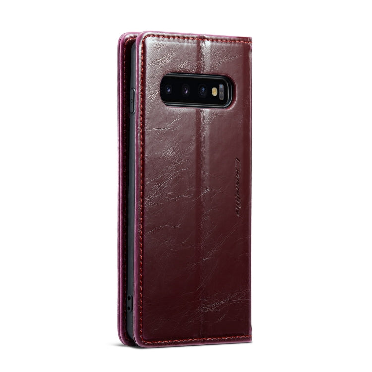 For Samsung Galaxy S10 CaseMe 003 Crazy Horse Texture Leather Phone Case(Wine Red) - Galaxy Phone Cases by CaseMe | Online Shopping UK | buy2fix