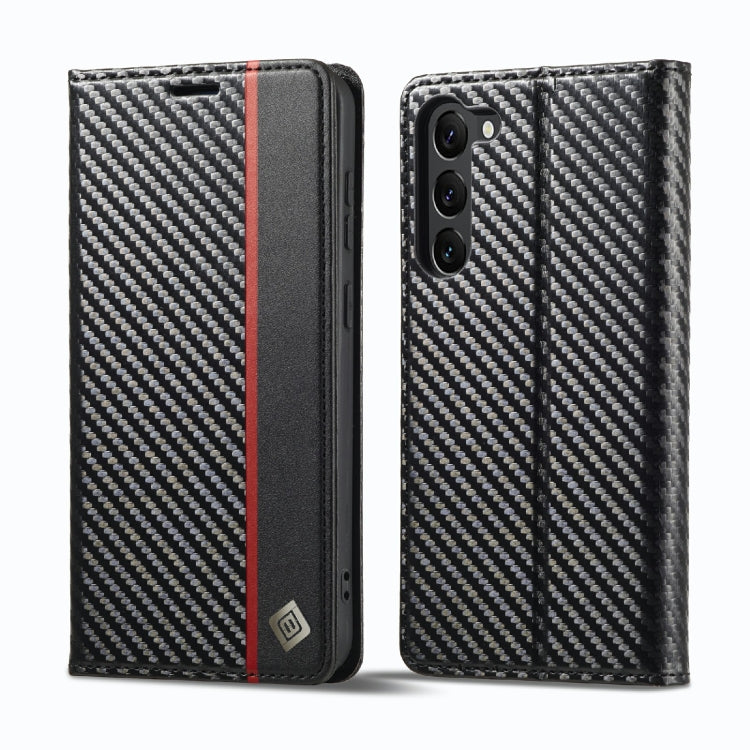 For Samsung Galaxy S23 5G LC.IMEEKE Carbon Fiber PU + TPU Horizontal Flip Leather Phone Case(Vertical Black) - Galaxy S23 5G Cases by LC.IMEEKE | Online Shopping UK | buy2fix