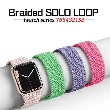 Nylon Single-turn Braided Watch Band For Apple Watch Ultra 49mm / Series 8&7 45mm / SE 2&6&SE&5&4 44mm / 3&2&1 42mm, Length:135mm(Orange Pink) - Watch Bands by buy2fix | Online Shopping UK | buy2fix