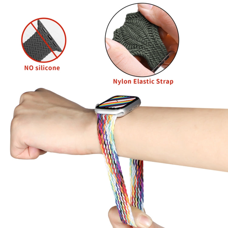 Nylon Single-turn Braided Watch Band For Apple Watch Ultra 49mm / Series 8&7 45mm / SE 2&6&SE&5&4 44mm / 3&2&1 42mm, Length:165mm(Colorful) - Watch Bands by buy2fix | Online Shopping UK | buy2fix