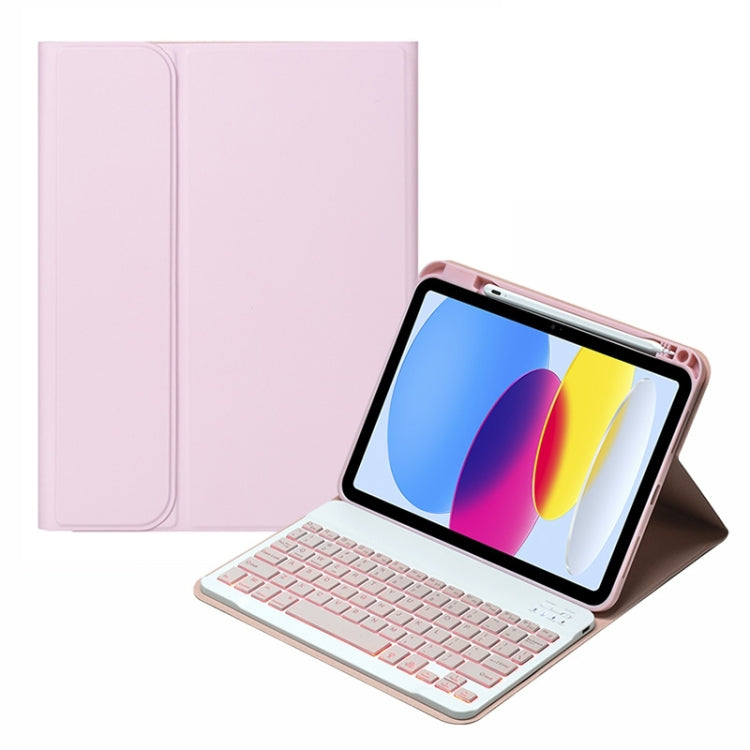 For iPad 10th Gen 10.9 2022 SA-10DS Backlight Bluetooth Keyboard Leather Tablet Case with Pen Slot(Pink) - Universal by buy2fix | Online Shopping UK | buy2fix