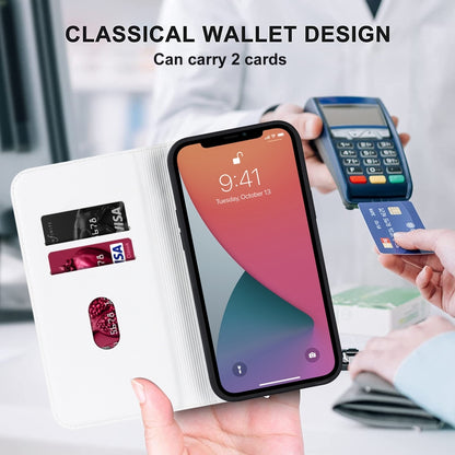 For iPhone 12 / 12 Pro Rhombic MagSafe RFID Anti-Theft Wallet Leather Phone Case(White) - iPhone 12 / 12 Pro Cases by buy2fix | Online Shopping UK | buy2fix