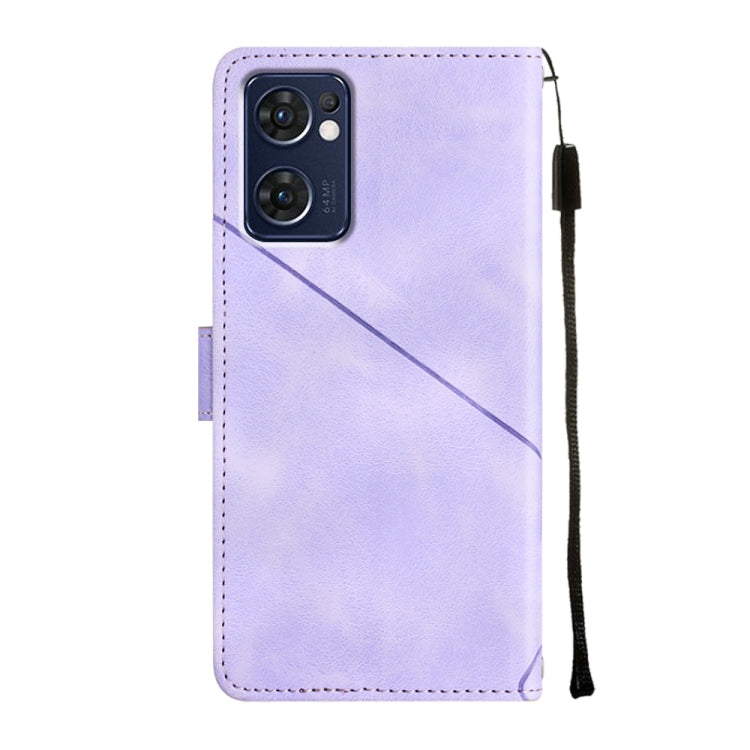 For OPPO Reno7 5G Foreign / Find X5 Lite Skin-feel Embossed Leather Phone Case(Light Purple) - OPPO Cases by buy2fix | Online Shopping UK | buy2fix