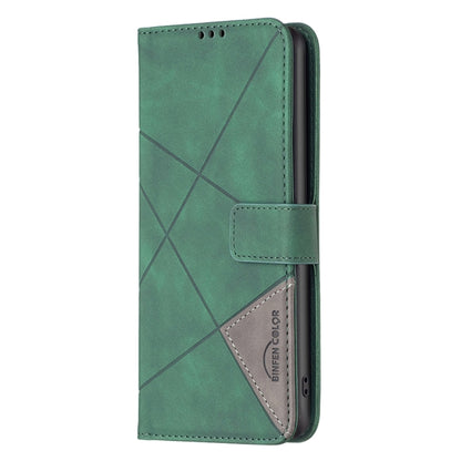 For Xiaomi Redmi Note 13 4G Global Magnetic Buckle Rhombus Texture Leather Phone Case(Green) - Note 13 Cases by buy2fix | Online Shopping UK | buy2fix