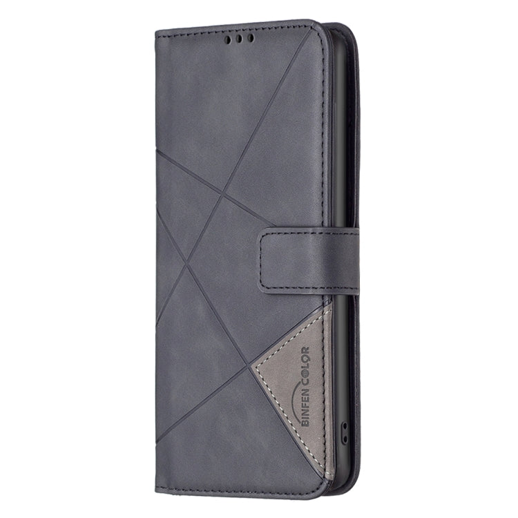 For Xiaomi Redmi Note 13 Pro 4G Global Magnetic Buckle Rhombus Texture Leather Phone Case(Black) - Note 13 Pro Cases by buy2fix | Online Shopping UK | buy2fix