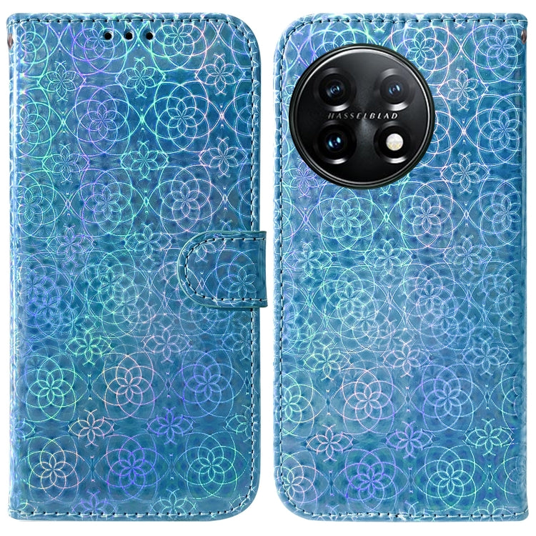 For OnePlus 11 Colorful Magnetic Buckle Leather Phone Case(Blue) - OnePlus Cases by buy2fix | Online Shopping UK | buy2fix