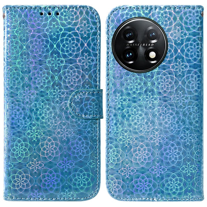 For OnePlus 11 Colorful Magnetic Buckle Leather Phone Case(Blue) - OnePlus Cases by buy2fix | Online Shopping UK | buy2fix