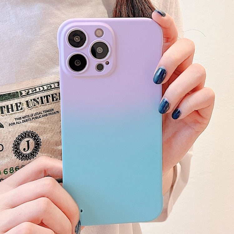 For iPhone XS / X Frameless Skin Feel Gradient Phone Case(Light Purple + Light Blue) - More iPhone Cases by buy2fix | Online Shopping UK | buy2fix