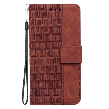 For OnePlus 11 Geometric Embossed Leather Phone Case(Brown) - OnePlus Cases by buy2fix | Online Shopping UK | buy2fix