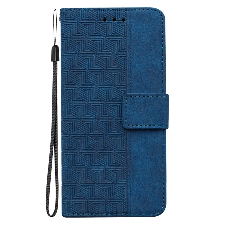 For OnePlus 11 Geometric Embossed Leather Phone Case(Blue) - OnePlus Cases by buy2fix | Online Shopping UK | buy2fix