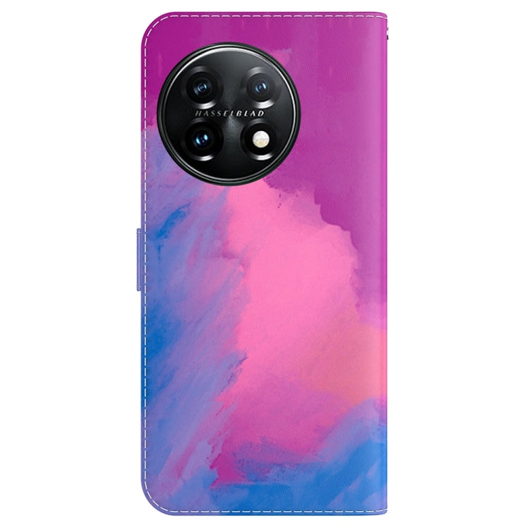 For OnePlus 11 Watercolor Pattern Flip Leather Phone Case(Purple Red) - OnePlus Cases by buy2fix | Online Shopping UK | buy2fix