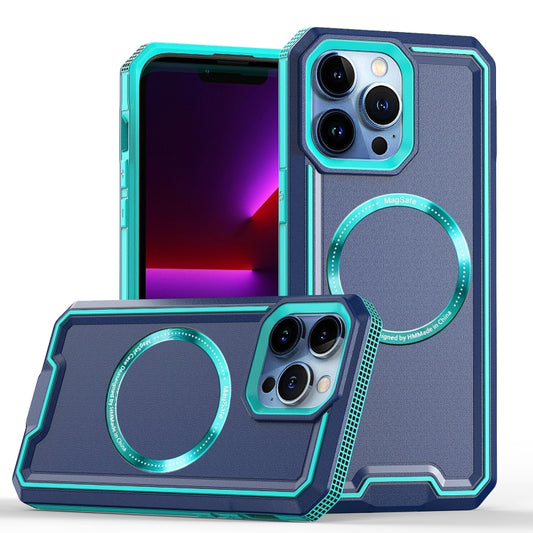 For iPhone 11 Armour Two-color MagSafe Magnetic TPU + PC Phone Case(Light Blue + Blue) - iPhone 11 Cases by buy2fix | Online Shopping UK | buy2fix