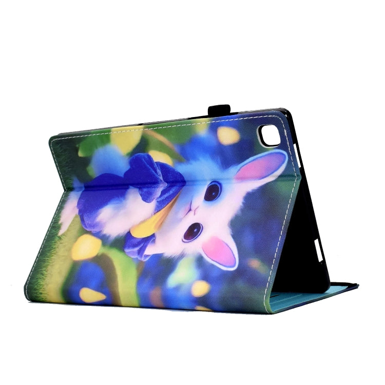 For Samsung Galaxy Tab S6 Lite P610 Colored Drawing Stitching Elastic Band Leather Smart Tablet Case(Cute Rabbit) - Tab S6 Lite P610 / P615 by buy2fix | Online Shopping UK | buy2fix