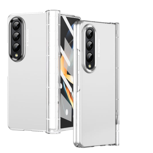 For Samsung Galaxy Z Fold4 5G Skin Feel Two-color Contact Lens Hinge Flip Phone Case(Transparent) - Galaxy Z Fold4 5G Cases by buy2fix | Online Shopping UK | buy2fix