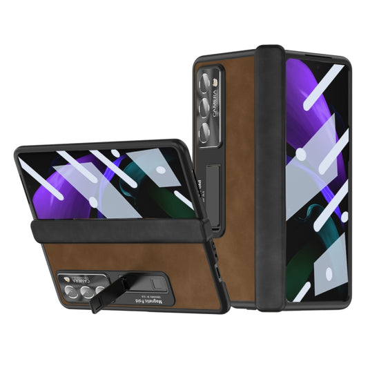 For Samsung Galaxy Z Fold2 5G Napa Texture All-inclusive Phone Case(Brown) - Galaxy Phone Cases by buy2fix | Online Shopping UK | buy2fix