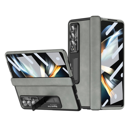 For Samsung Galaxy Z Fold3 5G Napa Pattern All-inclusive Magnetic Phone Case(White) - Galaxy Phone Cases by buy2fix | Online Shopping UK | buy2fix