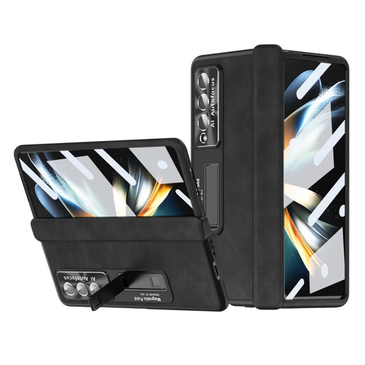 For Samsung Galaxy Z Fold3 5G Napa Pattern All-inclusive Magnetic Phone Case(Black) - Galaxy Phone Cases by buy2fix | Online Shopping UK | buy2fix