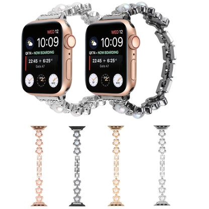 Flower Bracelet Metal Watch Band For Apple Watch Ultra 49mm&Watch Ultra 2 49mm / Series 9&8&7 45mm / SE 3&SE 2&6&SE&5&4 44mm / 3&2&1 42mm(Rose Gold) - Watch Bands by buy2fix | Online Shopping UK | buy2fix