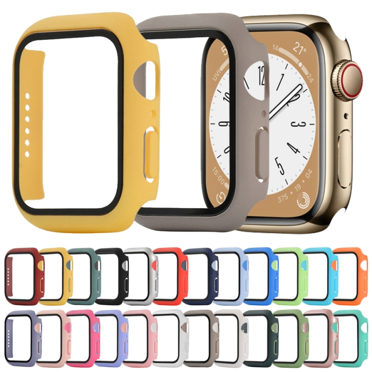 Shockproof PC+Tempered Glass Watch Protective Case For Apple Watch Series 8&7 45mm(Khaki) - Watch Cases by buy2fix | Online Shopping UK | buy2fix