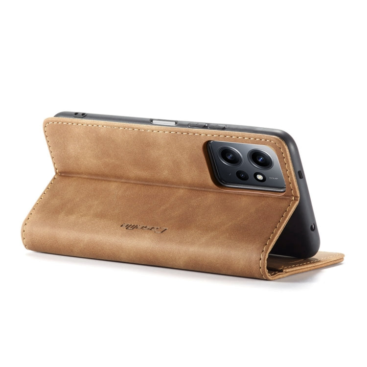 For Xiaomi Redmi Note 12 4G Global CaseMe 013 Multifunctional Horizontal Flip Leather Phone Case(Brown) - Xiaomi Cases by CaseMe | Online Shopping UK | buy2fix