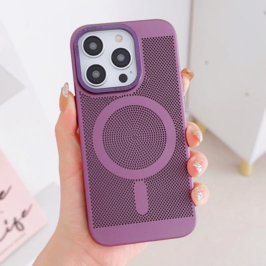 For iPhone 11 Pro Max Grid Cooling MagSafe Magnetic Phone Case(Plum Red) - iPhone 11 Pro Max Cases by buy2fix | Online Shopping UK | buy2fix