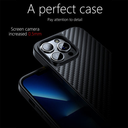 For iPhone 13 Pro wlons Magsafe Carbon Fiber Kevlar TPU Phone Case(Black) - iPhone 13 Pro Cases by wlons | Online Shopping UK | buy2fix