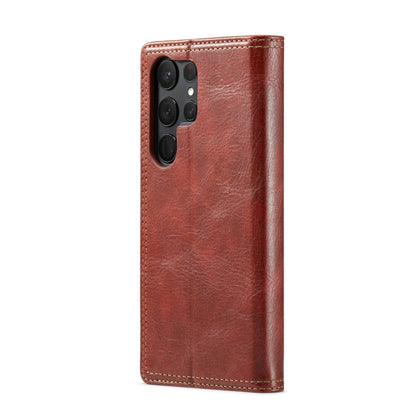 For Samsung Galaxy S23 Ultra 5G FIERRE SHANN Vintage Bark Texture Wallet Leather Phone Case(Brown) - Galaxy S23 Ultra 5G Cases by FIERRE SHANN | Online Shopping UK | buy2fix