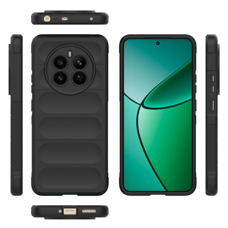 For Realme 12+ 5G Global Magic Shield TPU + Flannel Phone Case(Black) - Realme Cases by buy2fix | Online Shopping UK | buy2fix