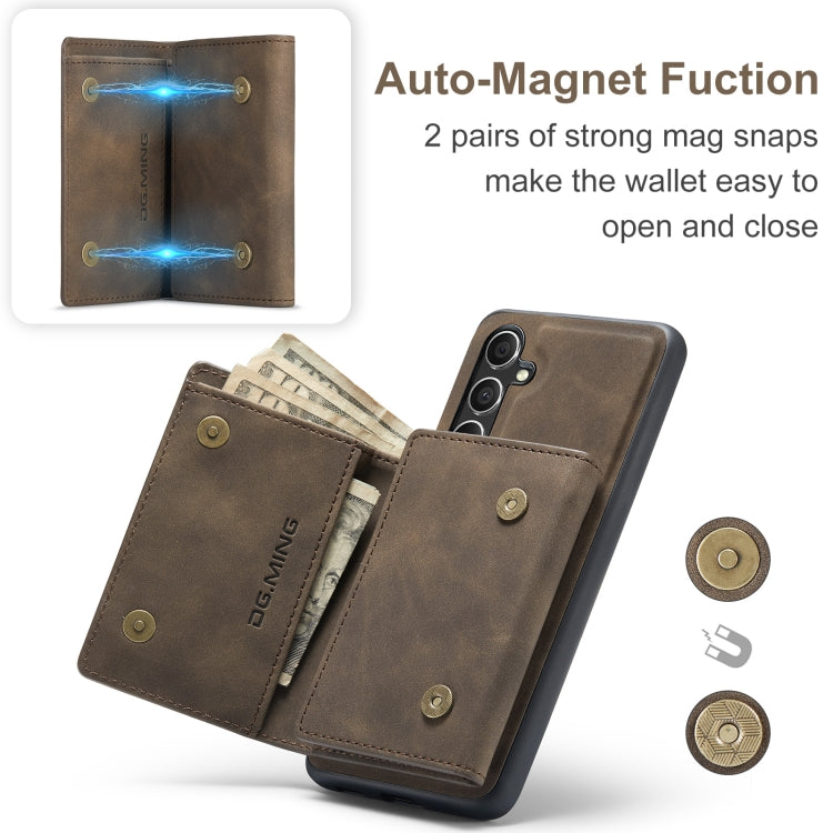 For Samsung Galaxy A35 5G DG.MING M1 Series 3-Fold Multi Card Wallet + Magnetic Phone Case(Coffee) - Galaxy Phone Cases by DG.MING | Online Shopping UK | buy2fix