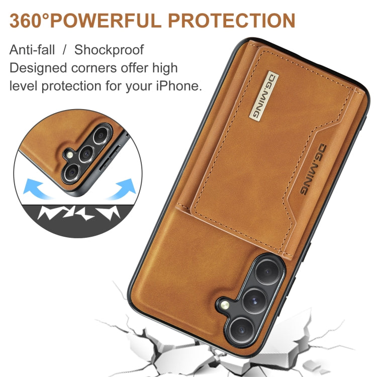 For Samsung Galaxy S24 5G DG.MING M2 Series 3-Fold Multi Card Bag + Magnetic Phone Case(Brown) - Galaxy S24 5G Cases by DG.MING | Online Shopping UK | buy2fix