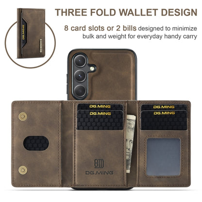 For Samsung Galaxy S24 5G DG.MING M2 Series 3-Fold Multi Card Bag + Magnetic Phone Case(Coffee) - Galaxy S24 5G Cases by DG.MING | Online Shopping UK | buy2fix