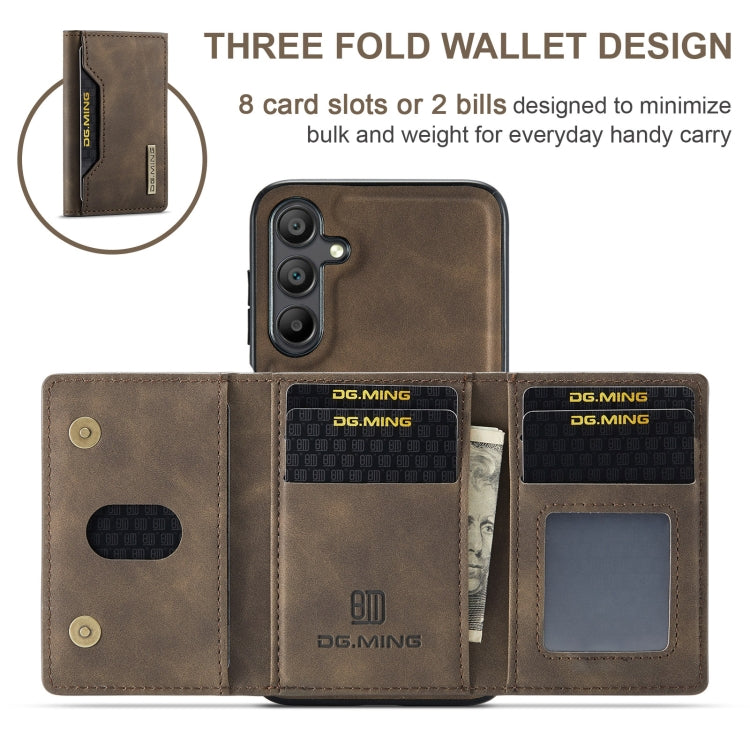 For Samsung Galaxy A15 5G / A15 4G DG.MING M2 Series 3-Fold Multi Card Bag + Magnetic Phone Case(Coffee) - Galaxy Phone Cases by DG.MING | Online Shopping UK | buy2fix