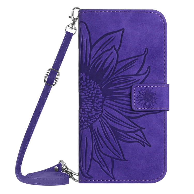 For Xiaomi 14 Skin Feel Sun Flower Embossed Flip Leather Phone Case with Lanyard(Dark Purple) - 14 Cases by buy2fix | Online Shopping UK | buy2fix