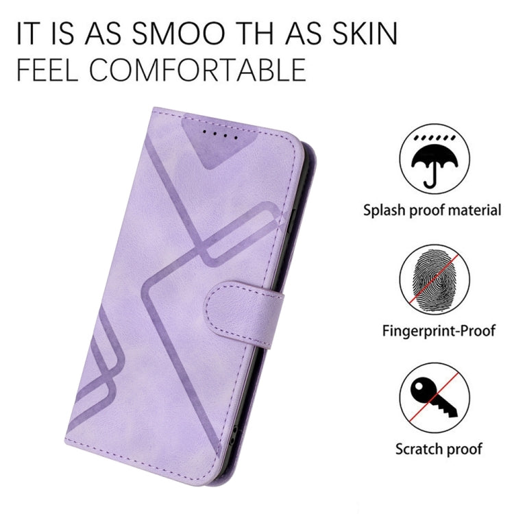 For iPhone 16 Line Pattern Skin Feel Leather Phone Case(Light Purple) - iPhone 16 Cases by buy2fix | Online Shopping UK | buy2fix